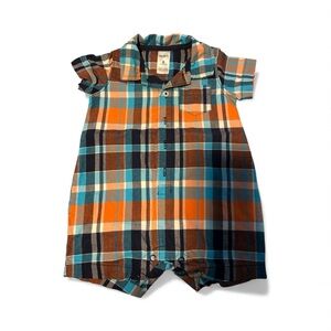 Carter's Plaid One Piece - Blue, Orange, Brown 6 mo
